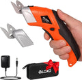 VLOXO Cordless Electric Scissors, Cardboard Cutter Super Scissors Box Cutter with Blades Rechargeable Powerful Fabric Tool for Crafts Leather Carpet Plastic Felt Include Case Orange CS4001