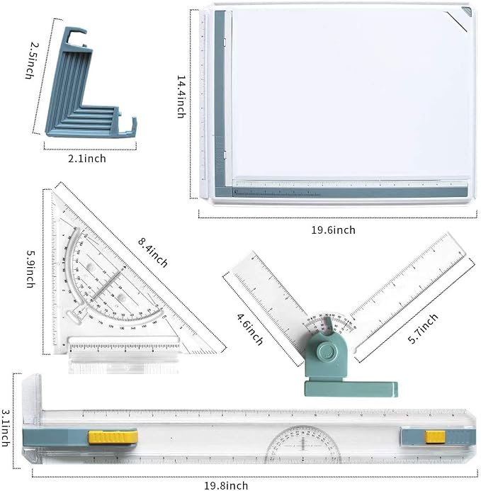 Frylr Inch A3 Drawing Board Drafting Table Multifunctional Drawing Board Table with Clear Rule Parallel Motion and Angle Adjustable Measuring System