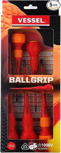 VESSEL BALL GRIP Insulated Screwdriver 5PC. Set No.2005PBU made in Japan by VESSEL