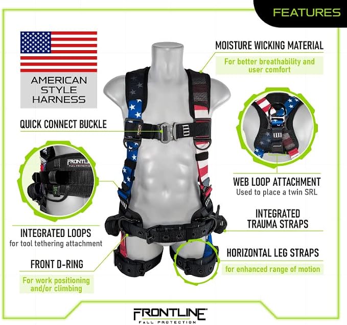 Frontline Full Body Harness | Suspension Trauma Straps| OSHA & ANSI Compliant