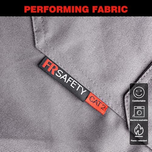 FR Shirt 7oz Fire Resistant Shirts Men's,CAT2 Welding Shirt 100% Cotton Flame Resistant Shirts Gray (3X-Large)