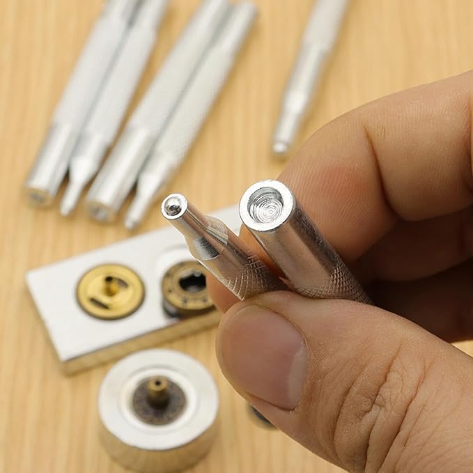 ArrErr 7 Pack Leather Rivets Setter Tools Set Die Punch Snap Kit Snap Fastener Setting Tool for Leather Rivets Double Cap Rivet Tubular Metal Studs Leatherwork Craft Bags Shoes Belts Repair