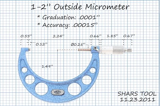 Shars 0-3" x 0.0001" Outside Micrometer Set (3 PCS) 303-2651N R)