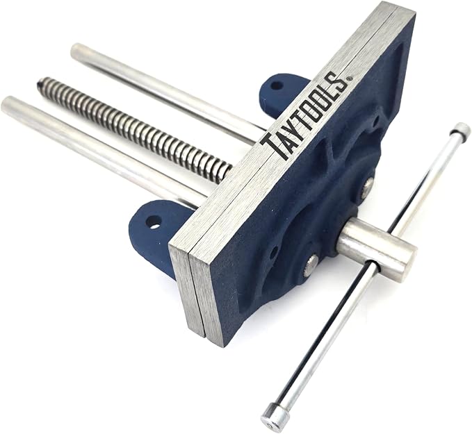7" Light-Duty Woodworking Vise – Cast Iron Bench Vise with Trapezoidal Thread Screw & Dual Guide Bars – 6-1/8" Jaw Opening – Under-Bench Mount for Carpentry, Woodshop, and DIY Projects