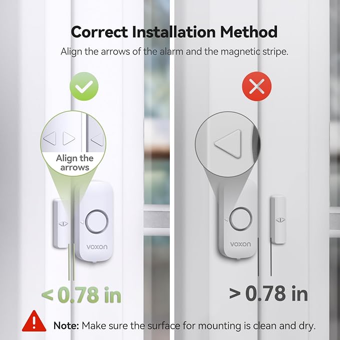 Door Alarms for Kids Safety, VOXON Window Alarm Door Alarm for Home Security Personal Security Window Alarms Sensor Burglar Door Alarm for Pool, Cars, Sheds, Caravans DIY Kit Pack of 2