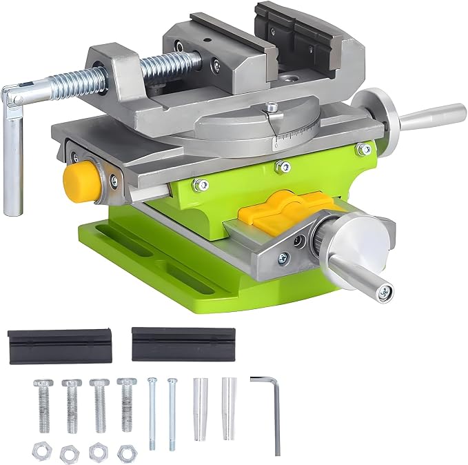3’’ Cross Slide Drill Press Vise, 2 Way X-Y Compound Benchtop Drill Press Vise with 90° Rotary Table, for Mini Milling Machine