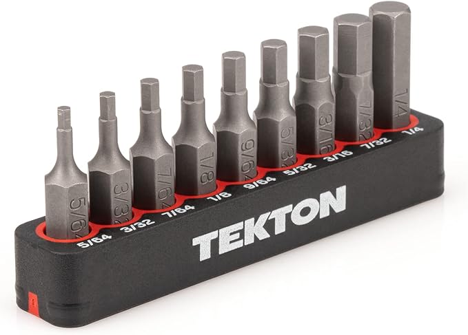 TEKTON 1/4 Inch Hex Bit Set with Rail, 9-Piece (5/64-1/4 in.) | DZX93001