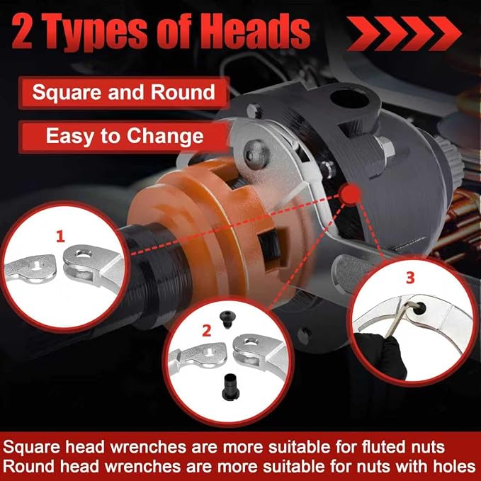 Adjustable Spanner Wrench Set, 8pcs Motorcycle Coilover Shock Adjustment Tool Hook C Spanner Wrench for Pipes Heating, Cars Suspension System