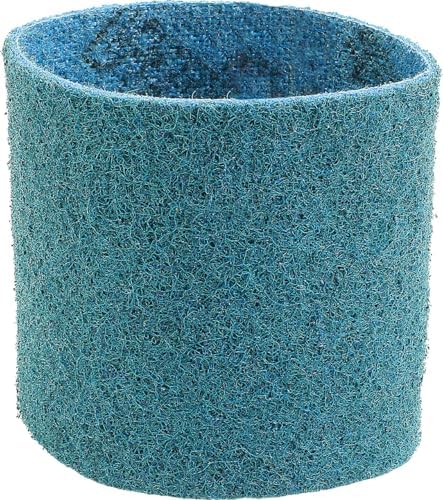 CS Unitec | 42012 | PTX Fine Fleece Nonwoven Sleeve - 3 1/2" Diameter x 4" Wide, Blue, 280 Grit, Pack of 4 - Made in Germany