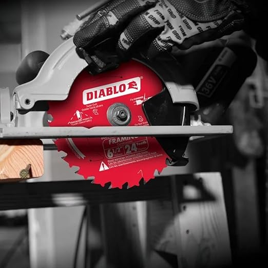 Diablo Framing Saw Blade for Wood - TiCo Hi-Density Carbide, Non-Stick Perma-Shield Coating, 6-1/2" Diameter, 24 Teeth, .059" Kerf - D0624X