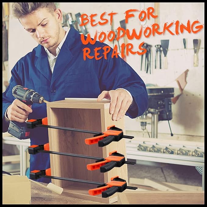 HORUSDY 6-Pack Wood Clamps for Woodworking, 12" and 6" Bar Clamps, Wood Working Clamp Sets, Quick Clamps F Clamp with 150 LBS Load Limit (6-Pack)