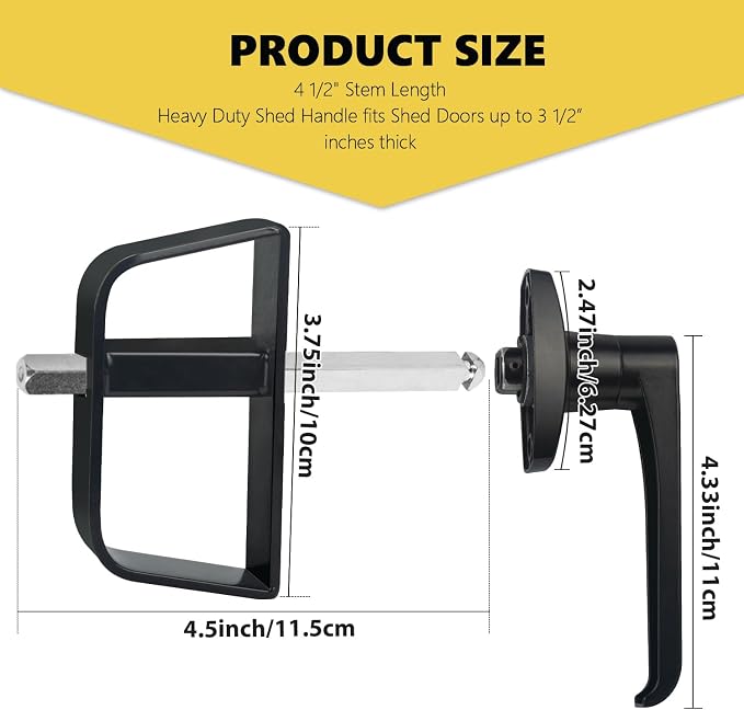 Shed Door L-Handle Lock Kit -Shed Door Latch with 4-1/2" Stem,Shed Door Lock Matching Set Includes 5 Keys for Sheds Doors, Playhouses, Chicken Coops,Camper, RV, Garage Door(Black).