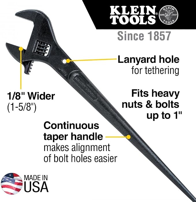 Klein Tools Adjustable Spud Wrenches (16-Inch & 10-Inch) with Tether Holes