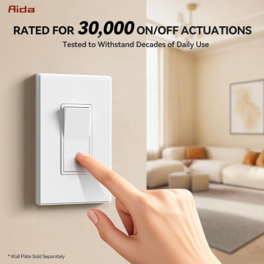 Aida 3-Way Switch - 15Amp, 120/277 Volt Paddle Switch, Self-Grounding, Residential & Commercial Grade, UL Listed (10 Pack, Matte White)