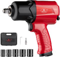 AEROPRO TOOLS 1/2-Inch Aluminum Air Impact Wrench Set,Max Torque 1380ft-lbs | Twin Hammer Pneumatic Impact Gun, with Impact Socket Set and Carrying Case, Ideal for Auto Repair, Tire Shop