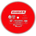 Diablo Saw Blade for Thin Aluminum Cutting - 10" Diameter, 100 TCG Teeth, 5/8" Arbor, .091" Kerf, -5° Hook Angle, .071" Plate, 6000 Max RPM - D10100N