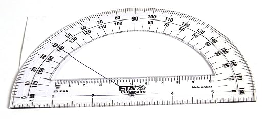 hand2mind Clear, Plastic, Student Math Protractor Set for Classroom (Pack of 100)