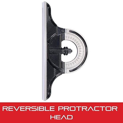 Starrett Protractor Head for Combination Squares, Combination Sets and Bevel Protractors - Reversible Head, Black Smooth Finish - PR-1224S