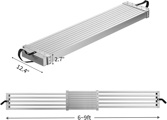 YITAHOME 6-9ft Telescoping Plank, Aluminum Work Plank,Aluminum Extension Plank 440lbs Capacity, Aluminum Scaffolding Plank with Skid-Proof Platform Scaffold Ladder Accessory