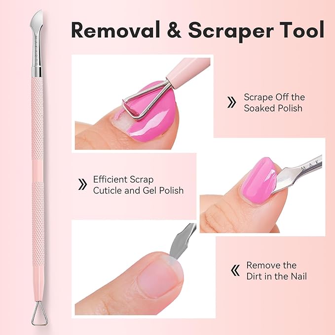 Makartt Cuticle Trimmer Set with Professional Cuticle Nipper, 2 Cuticle Pushers & Nail Clipper, Stainless Steel Pink Manicure Tools Kit for Women, Sharp, Ergonomic & Portable