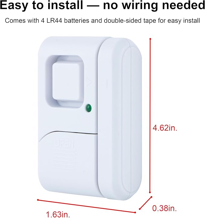 UltraPro Personal Security Window and Door Alarm, 4 Pack, DIY Protection, Burglar Alert, Wireless Chime/Alarm, Easy Installation, Home Security, Ideal for Home, Garage, Apartment and More, 45174