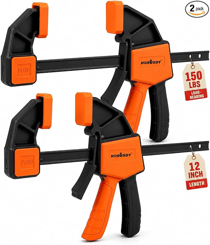 HORUSDY 12'' Bar Clamps for Woodworking, 2PCS Quick F Wood Working Clamps Sets, with 150 LBS Load Limit