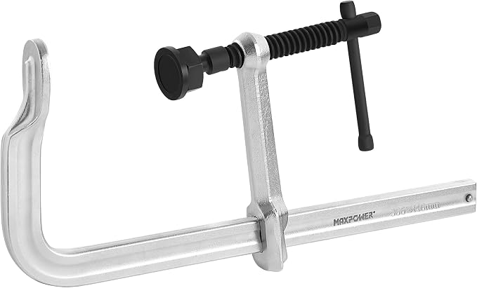 MAXPOWER 12 inch F Clamp, 5-1/2 inch Throat Depth, Replaceable Swivel Pads, Max Jaw Opening 12-inch Heavy Duty Clamps for Welding