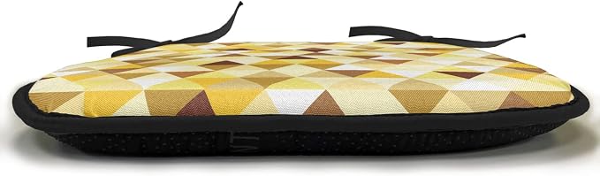 Lunarable Geometric Chair Cushion Pads Set of 2, Triangle Pattern Happy Autumn Color Style Design, Anti-Slip Seat Padding for Kitchen & Patio, 16"x16", Earth Yellow Sepia