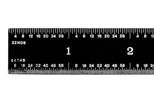 PEC Tools 18-Inch Flexible Stainless Steel Mechinist Ruler, High-Contrast Black Chrome Finish, 3R Graduation (1/32", 1/64", 1/10", 1/50"), Trusted by Professionals, Made in USA