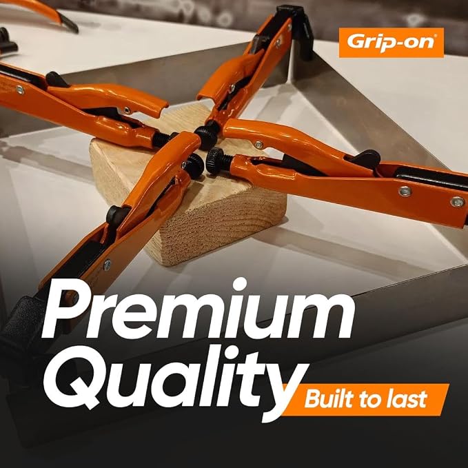 Grip-On 10 Piece Essential Locking Pliers and Clamp Set | Straight & Curved Jaws, Long Nose, Wire Cutter & C-Clamps | Premium Welding Pliers & Sheet Metal Tools with Storage Rack