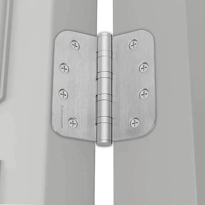 3 Pack goldenwarm Satin Nickel 4'' Door Hinges for Exterior Doors Ball Bearing Door Hinges 4in x 4in with 5/8'' Radius Corners, Heavy-Duty, 304 Stainless Steel