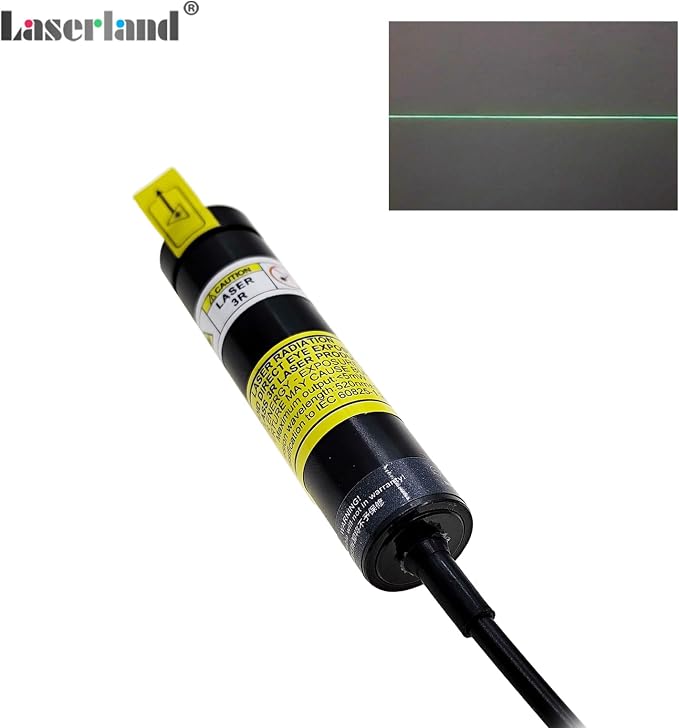 520nm Green Light Line Module Projector Focusable Locator Generator for Wood Stone Fabric Alignment Dia.16mm (5V DC with Adapter)