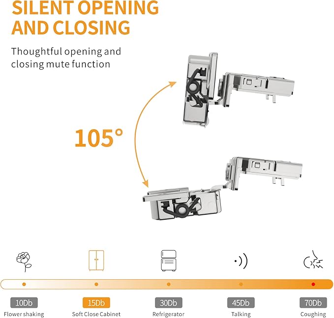 Chibery 50 Pack 1" Overlay 4D Soft Close Concealed Hinges for Face Frame Door, Adjustable Closing Speed, Smooth Slow Self Close Hinges, Satin Nickel, 105° Open Angle Stainless Steel Cabinet Hinges