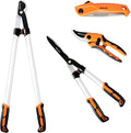 GARCARE 4-in-1 Garden Pruning Set Heavy Duty Garden Clippers | Bypass Lopper, Hedge Shears, Garden Scissors & Folding Saw, Heavy Duty Steel Blades, Ideal for Branches, Shrubs & Hedges