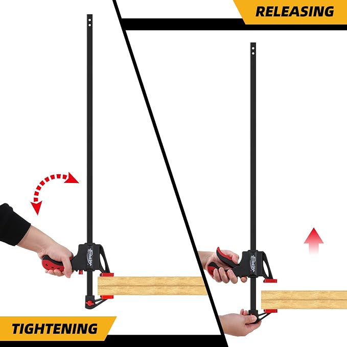 36" Bar Clamps for Woodworking 2-Piece, One-Handed Quick-Change F Clamp/Spreader with 130 LBS Load Limit, Wood Clamps for Gluing, Carpentry, DIY, and Woodworking