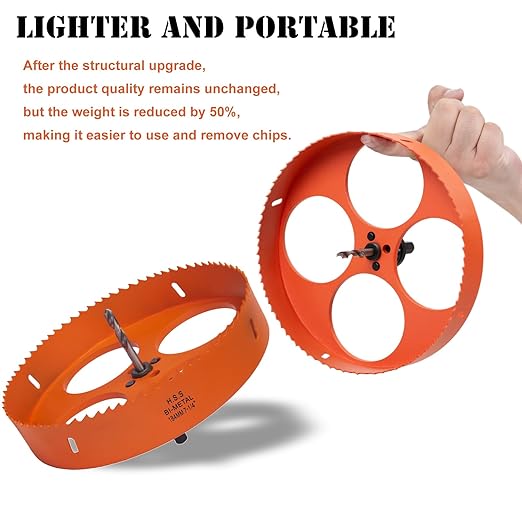 7-1/4 Inch Hole Saw with Arbor for Metal Wood Plastic, 7.25 in Bi-Metal Hole Cutter for Different Project with Smooth and Flat Drilling Edge, Fast Chip Removal,Lighter and Portable