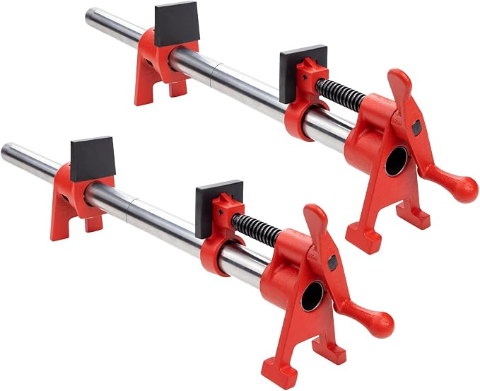 3/4"x24" Wood Gluing Pipe Clamp Fixture for Woodworking | 2-Pack 3/4" H-Style Cast Iron Pipe Clamp Set with Extension Pipe for Cabinet,Furniture&Carpentry, 1766LBS Load Limit