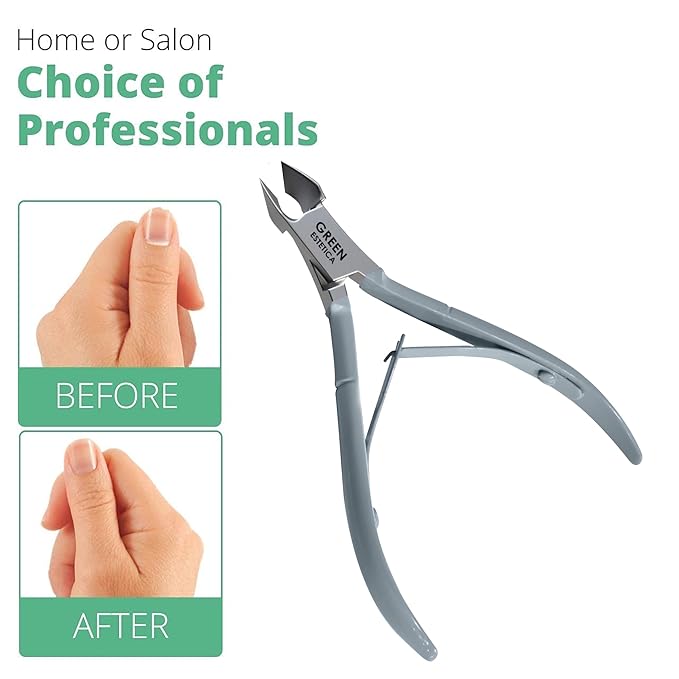 Professional Cuticle Trimmer Nail Cuticle Cutter Stainless Steel Cuticle Nippers with Sharp Blades Double Spring Manicure Tools for Nail Care Pedicure Home Spa (Gray - Pusher Included)
