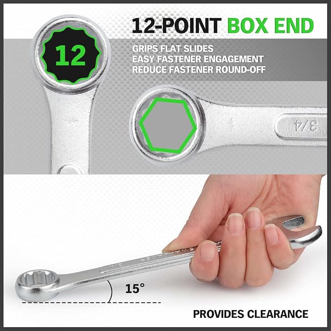 SWANLAKE GARDEN TOOLS 26-Piece Combination Wrench Set with Roll-up Pouch, SAE 1/4” - 1”, Metric 8mm - 24mm, Perfect for General Household, Garage, Auto Repairs and Travel Emergency