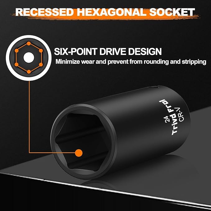 1/2" Impact Socket Set Metric and Standard - Trivd Frol 65 Piece Socket Set | SAE 3/8" to 1-1/4" and Metric 8-24mm, Shallow & Deep Socket Set, Cr-V Steel, 6-Point, with Ratchet, Extension Bars, Adapter