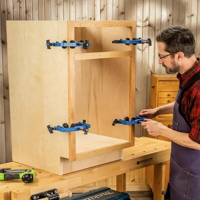 3-Way Face Clamps For Woodworking – Heavy Duty Woodworking Clamp With Steel Clutch – Cabinetry Tools For Mounting Drawers, Face Frames, And Panels – Non-Scratch, Secure Hold
