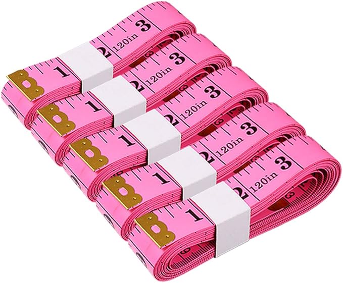 Measuring Tape for Sewing, 120 Inch Soft Fabric Cloth Tape Measure for Body Measurement, 5 Pack Double Scale Seamstress Tailor Ruler for Waist Clothing Nursing Craft(Pink)
