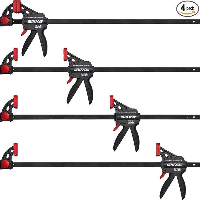 24" Bar Clamps for Woodworking, 4-Pack One-Handed Wood Clamps/Spreader, Quick-Release F Clamps Set, 177 lbs Load Limit with GS Certificate