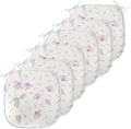 Lunarable Echinacea Chair Seating Cushion Set of 6, Spring Romance Repeating Floral Pattern in Pastel Tones, Anti-Slip Seat Padding for Kitchen & Patio, 16"x16", Off White Pale Pink