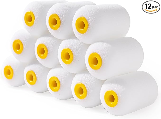 Mister Rui Foam Paint Roller, 12 Pack 2 Inch Paint Roller, Small Foam Paint Rollers, Mini Foam Paint Roller 2 Inch, Mini Rollers for Painting Small and Hard to Reach Spaces