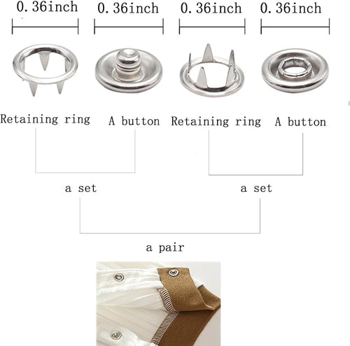 100 Sets Metal Snap Button Kit, Five Claw Buckle Tool Set with Fastener Pliers Press Tool for DIY Crafts, Clothes, Hats, Sewing (Silver, 9.5mm) YIGUANXIN