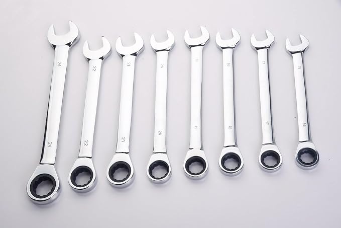 FLZOSPER 18pc. Ratcheting Wrench Set，6-22mm&24mm Metric CR-V Quick Access Spanner with Portable Tool bag