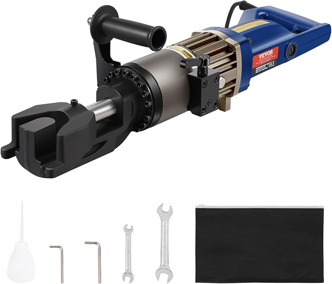 VEVOR Electric Hydraulic Rebar Bender, 1500W Portable Rebar Bending Machine, Bending up to 3/4 Inch #6 (6-20mm) within 4 Seconds, High Power Steel Rebar Bender w/Tool Case Oil Can,Black Blue RN-22