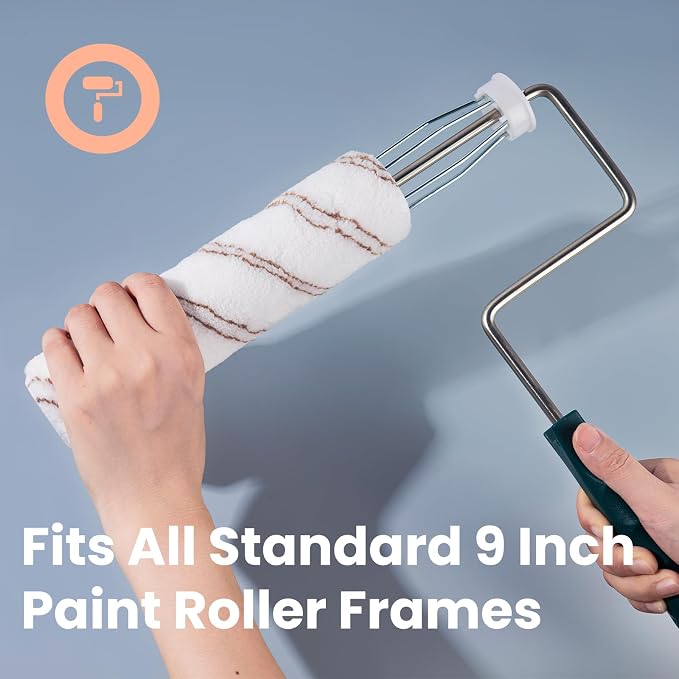 Mister Rui 9 Inch Paint Roller Covers, 12 Pack Bulk Saver for Whole House Painting, 3/8 Inch Nap Professional Roller Sleeves