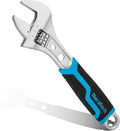 DURATECH 8 Inch Adjustable Wrench, 3-in-1 Spanner | Box End, Hex Function, CR-V Steel, Metric & SAE Scales, Chrome-plated, Bi-material Soft Grip